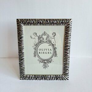 NEW Olivia Riegel Black & White Zebra Print with Crystal Picture Frame 8x10